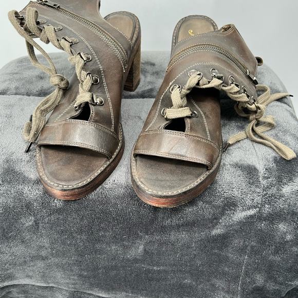 Free People City of Lights Open Toe Booties Lace Up - Picture 3 of 8